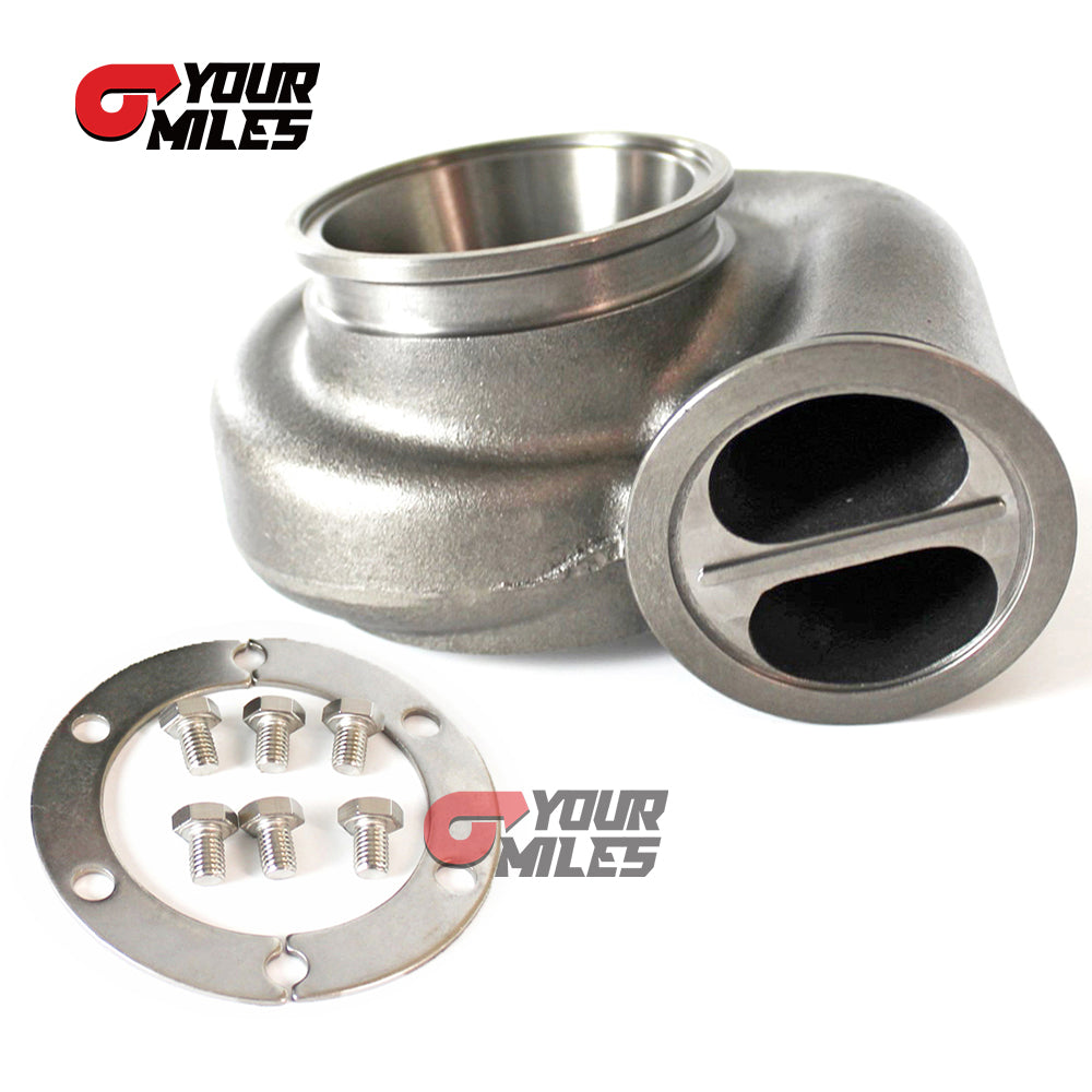 thumbnail image 2 of 1.01 Dual V-Band Turbine Housing For GT35 GTX35 GTX35R Turbochargers – 68mm/62.3mm – PowerMaxTurbos 2 of 5