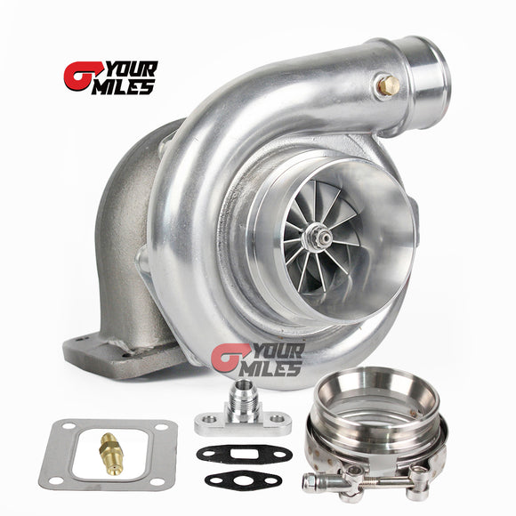 T72 Billet Wheel Dual Ball Bearing Turbo T4 0.68/0.81/0.96 Qtrim Turbine+Flange Clamp